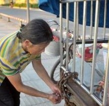 老婦自制籠子校車防人販子 遠(yuǎn)看成道路風(fēng)景